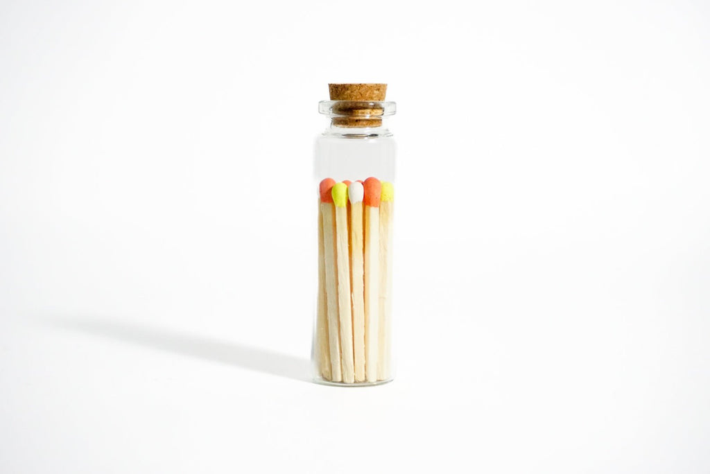 Candy Corn Color Tip Matches in Small Corked Vial - Enlighten the Occasion