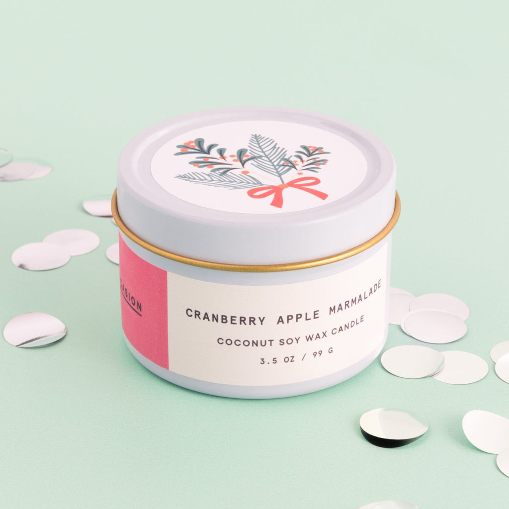 Cranberry Apple Marmalade White Tin Candle - Enlighten the Occasion