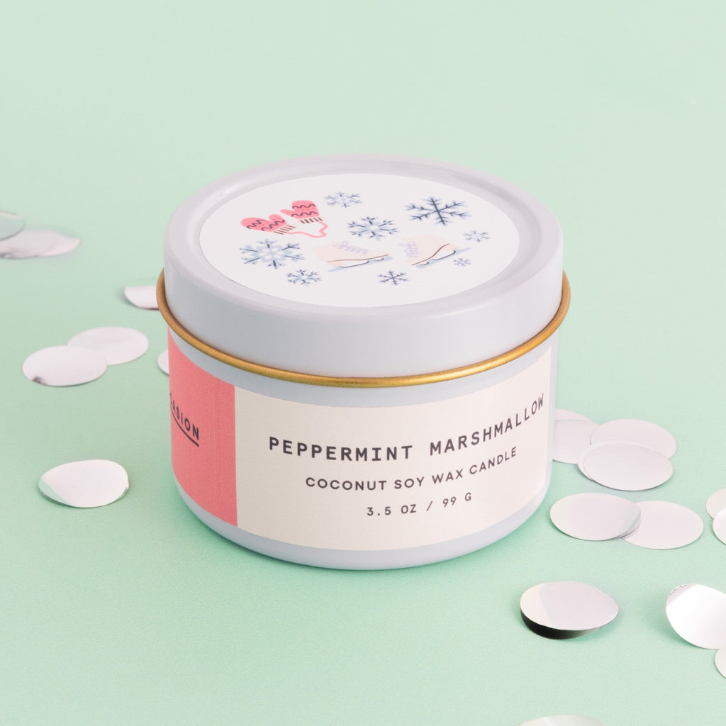 Peppermint Marshmallow White Tin Candle - Enlighten the Occasion