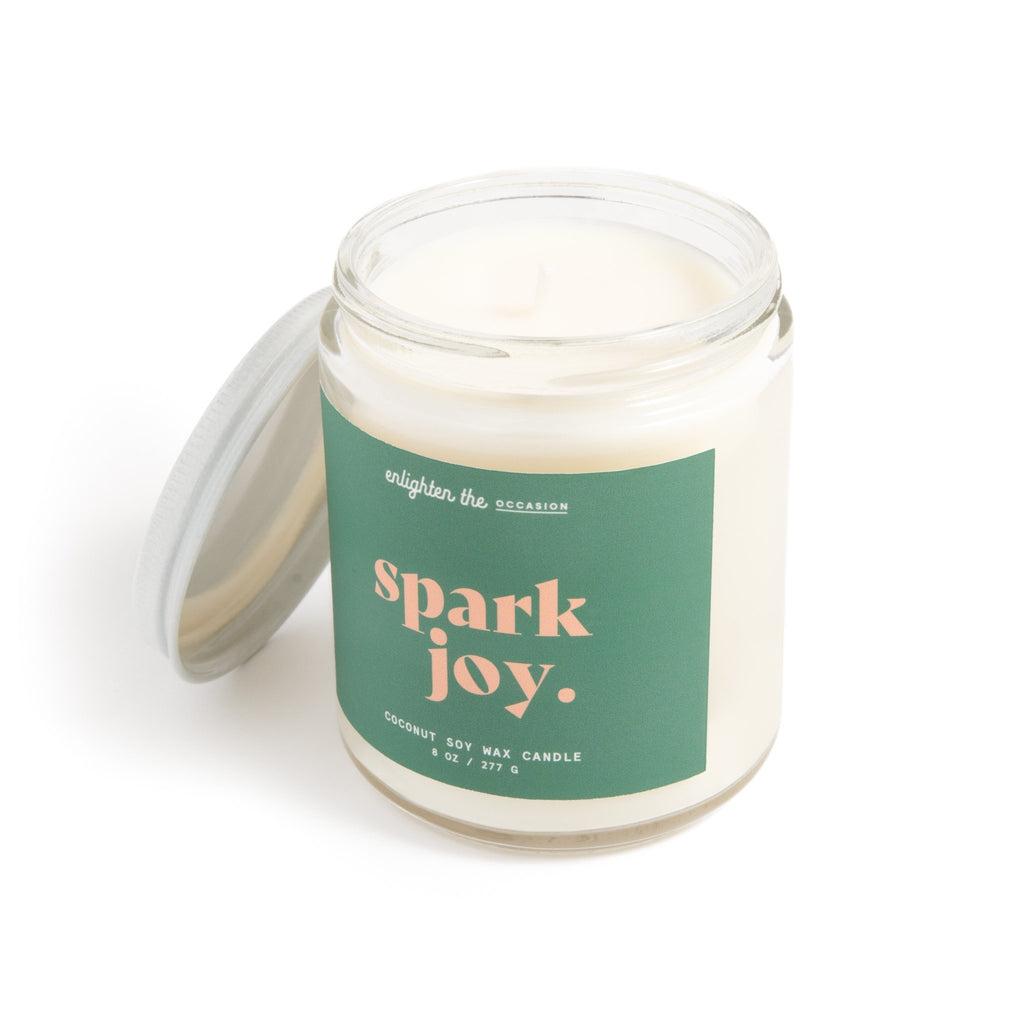 morning affirmation candle named spark joy