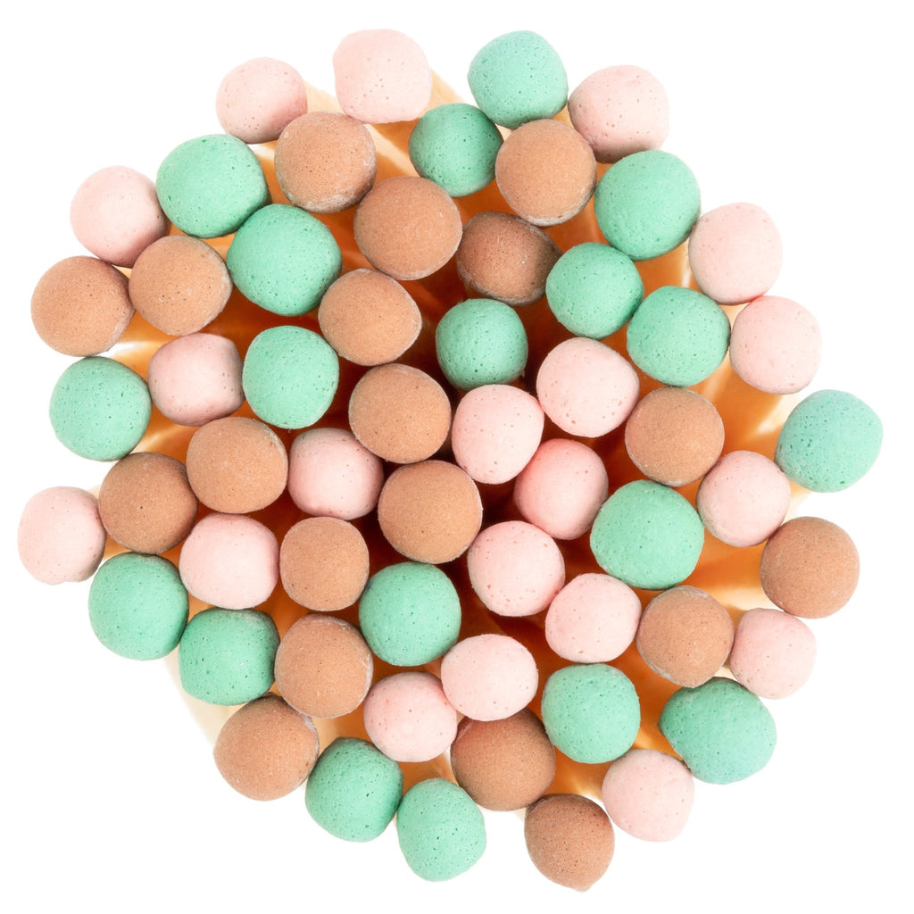 spumoni green brown and pink color tip wood matches in corked jar with match striker