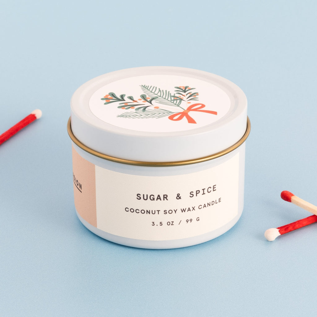 Sugar & Spice White Tin Candle - Enlighten the Occasion